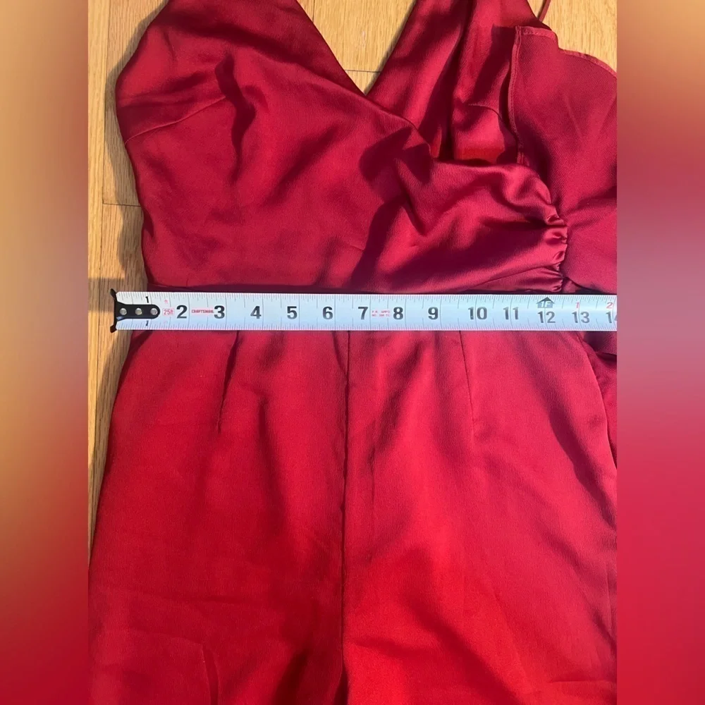 KEEPSAKE the Label Red Satin Sleeveless Ruffle Wide Leg Jumpsuit in Size XS - Picture 8 of 13